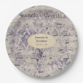 Lavender Ephemera Musiknotens Wedding Pappteller (Vorderseite)