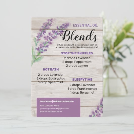 Lavender Essential Oil Diffuser-Mischungen Einladung (Stehend Vorderseite)