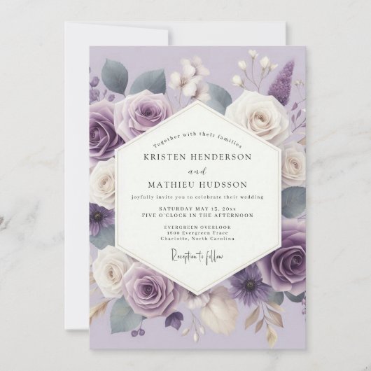 Lavender Ethereal Bloom Wedding Einladung (Vorderseite)