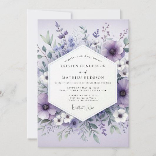 Lavender Ethereal Botanical Wedding Einladung (Vorderseite)