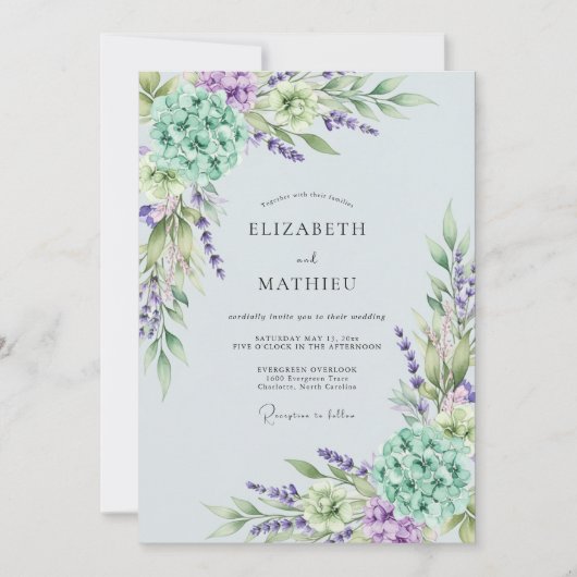 Lavender Ethereal Spring Wedding Einladung (Vorderseite)