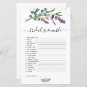 Lavender Eucalypt Word Scramble Brautparty Game (Vorne/Hinten)