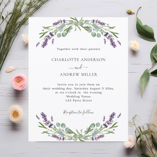 Lavender eucalyptus Abend Einladung zur Hochzeit