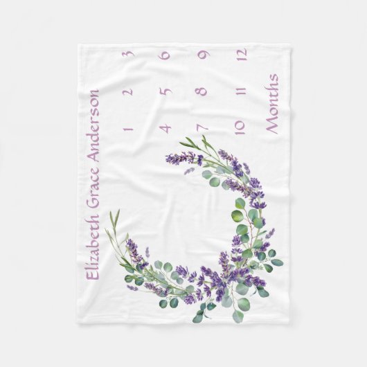 Lavender Eucalyptus Baby Milestone Growth Tracker Fleecedecke (Vorderseite)