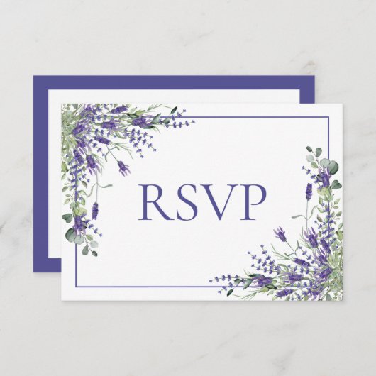 Lavender Eucalyptus Botanical Script Wedding RSVP (Vorne/Hinten)