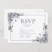 Lavender Eucalyptus Botanical Script Wedding RSVP Einladungspostkarte (Vorne/Hinten)