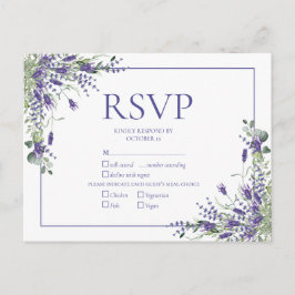 Lavender Eucalyptus Botanical Script Wedding RSVP Einladungspostkarte