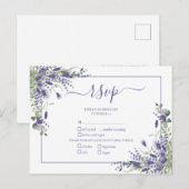 Lavender Eucalyptus Botanical Script Wedding RSVP Einladungspostkarte (Vorne/Hinten)