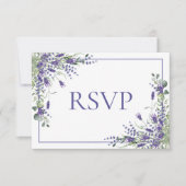 Lavender Eucalyptus Botanical Script Wedding RSVP Karte (Vorderseite)