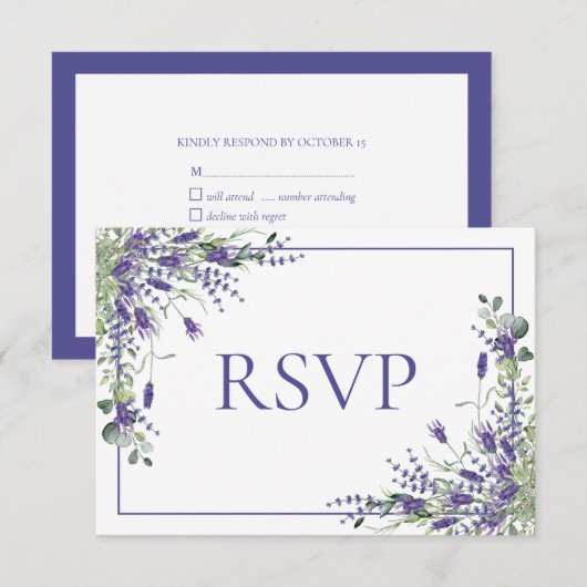Lavender Eucalyptus Botanical Script Wedding RSVP Karte (Vorne/Hinten)