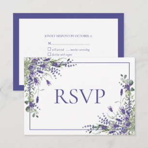 Lavender Eucalyptus Botanical Script Wedding RSVP Karte