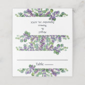 Lavender Eucalyptus Botanical Wedding Platzkarte (Außenseite Aufgefaltet)
