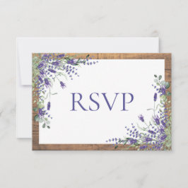 Lavender Eucalyptus Botanical Wood Wedding RSVP