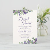 Lavender & Eucalyptus Bridal Dusche Einladung (Stehend Vorderseite)