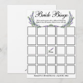 Lavender eucalyptus elegante Bridal Bingo Spielkar Einladung (Vorne/Hinten)