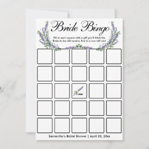 Lavender eucalyptus elegante Bridal Bingo Spielkar Einladung