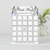 Lavender eucalyptus elegante Bridal Bingo Spielkar Einladung (Stehend Vorderseite)