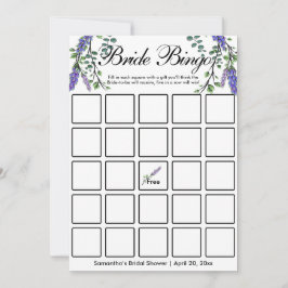 Lavender eucalyptus elegante Bridal Bingo Spielkar Einladung