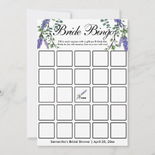 Lavender eucalyptus elegante Bridal Bingo Spielkar Einladung