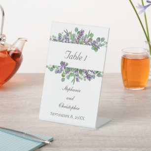 Lavender Eucalyptus Elegante Wedding Table Sign Sockelschild