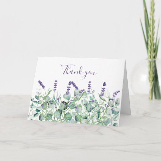 Lavender Eucalyptus Floral Wedding Vielen Dank Dankeskarte (Vorderseite)