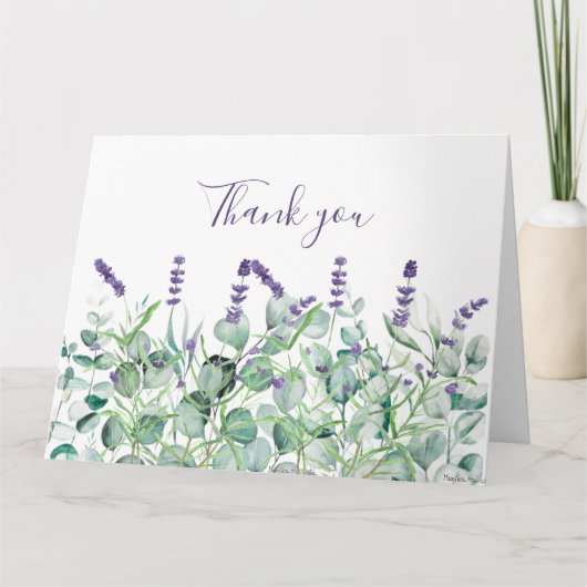 Lavender Eucalyptus Floral Wedding Vielen Dank Dankeskarte (Vorderseite)