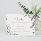Lavender Eucalyptus Foliage Hochzeitempfang Begleitkarte (Stehend Vorderseite)