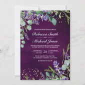 Lavender Eucalyptus Foto Lila QR Code Wedding Einladung (Vorderseite)