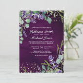 Lavender Eucalyptus Foto Lila QR Code Wedding Einladung (Stehend Vorderseite)