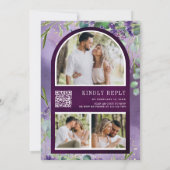 Lavender Eucalyptus Foto Lila QR Code Wedding Einladung (Rückseite)