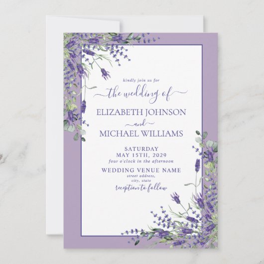 Lavender Eucalyptus Greenerity Foto Wedding Invita Einladung (Vorderseite)