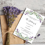 Lavender eucalyptus greenery violet wedding  einladung<br><div class="desc">A white background decorated with lavender flowers and eucalyptus greenery. Personalize and your names and details. 
Back: lavender,  violet colored background.</div>