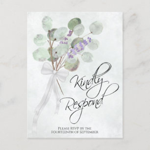 Lavender Eucalyptus Kindly Respond Wedding RSVP Postkarte
