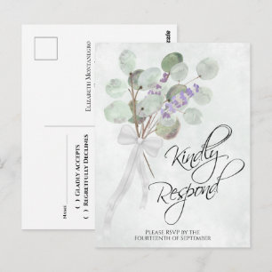 Lavender Eucalyptus Kindly Respond Wedding RSVP Postkarte