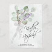 Lavender Eucalyptus Kindly Respond Wedding RSVP Postkarte (Vorderseite)