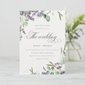 Lavender Eucalyptus Leafy Bunch Wedding Einladung (Stehend Vorderseite)