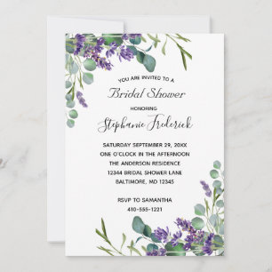 Lavender Eucalyptus Lila Grünes Brautparty Einladung