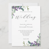 Lavender Eucalyptus Moderne Minimalistische Hochze Einladung (Vorderseite)
