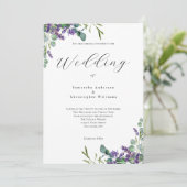 Lavender Eucalyptus Moderne Minimalistische Hochze Einladung (Stehend Vorderseite)