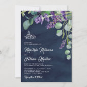 Lavender Eucalyptus Navy Blue Islamic Wedding Einladung (Vorderseite)