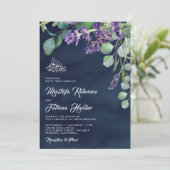 Lavender Eucalyptus Navy Blue Islamic Wedding Einladung (Stehend Vorderseite)