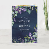 Lavender Eucalyptus Navy Blue QR Code Wedding Einladung (Vorderseite)