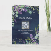Lavender Eucalyptus Navy Blue QR Code Wedding Einladung (Rückseite)