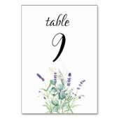 Lavender Eucalyptus Purple Flowers Wedding Tischnummer (Rückseite)