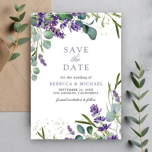 Lavender Eucalyptus QR Code Foto Wedding Save The Date