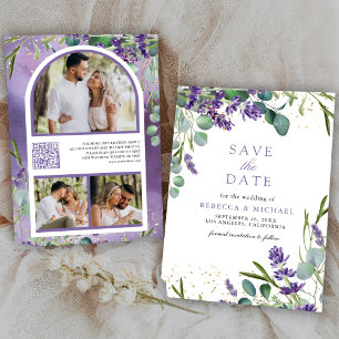 Lavender Eucalyptus QR Code Foto Wedding Save The Date