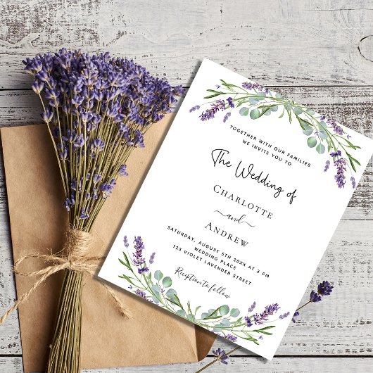Lavender eucalyptus QR Einladung zur Hochzeit
