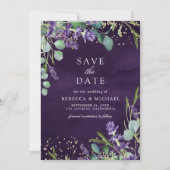 Lavender Eucalyptus QR Foto Lila Hochzeit Save The Date (Vorderseite)