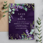 Lavender Eucalyptus QR Foto Lila Hochzeit Save The Date