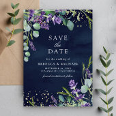 Lavender Eucalyptus QR Foto Navy Wedding Save The Date